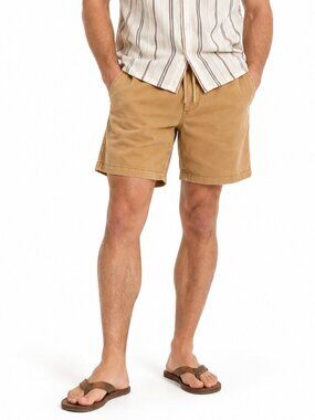 PacSun Men's Khaki Twill Volley Shorts Elastic Waist Drawstring Size S